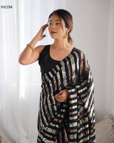 FASHION BERRY BLACK BEAUTY HV 194 DESIGNER GEORGETTE SAREE WHOLESALER IN INDIA